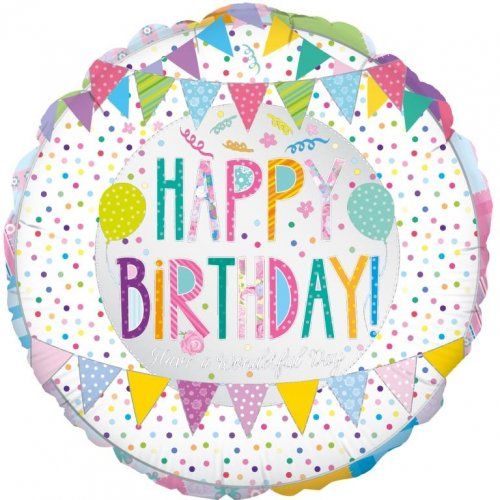 Oaktree Foil 46cm (18") Happy Birthday Patchwork Bunting