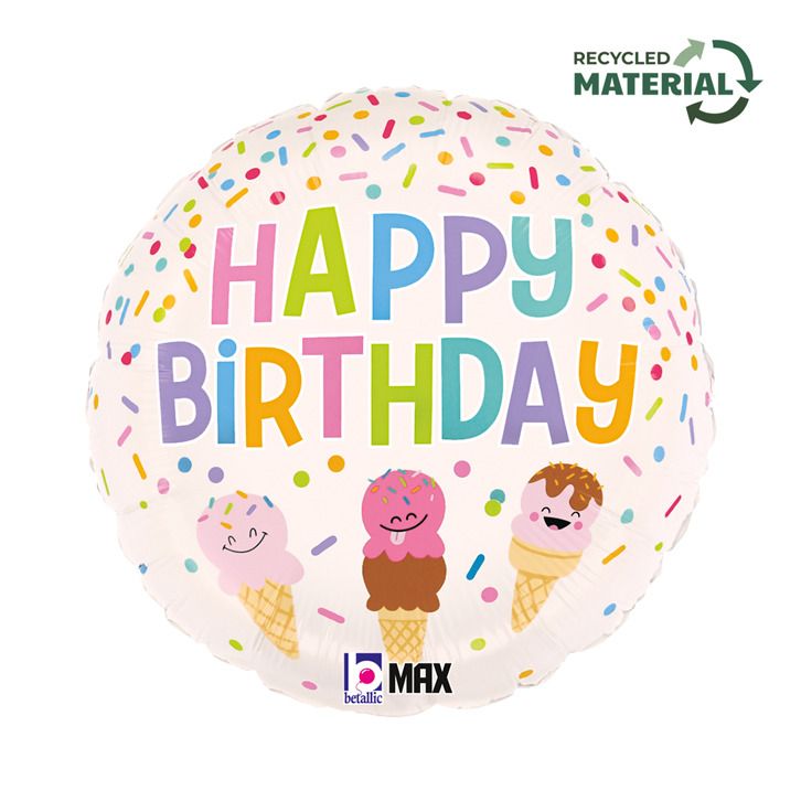 Betallic Foil 46cm (18") Happy Birthday Ice Cream Cone