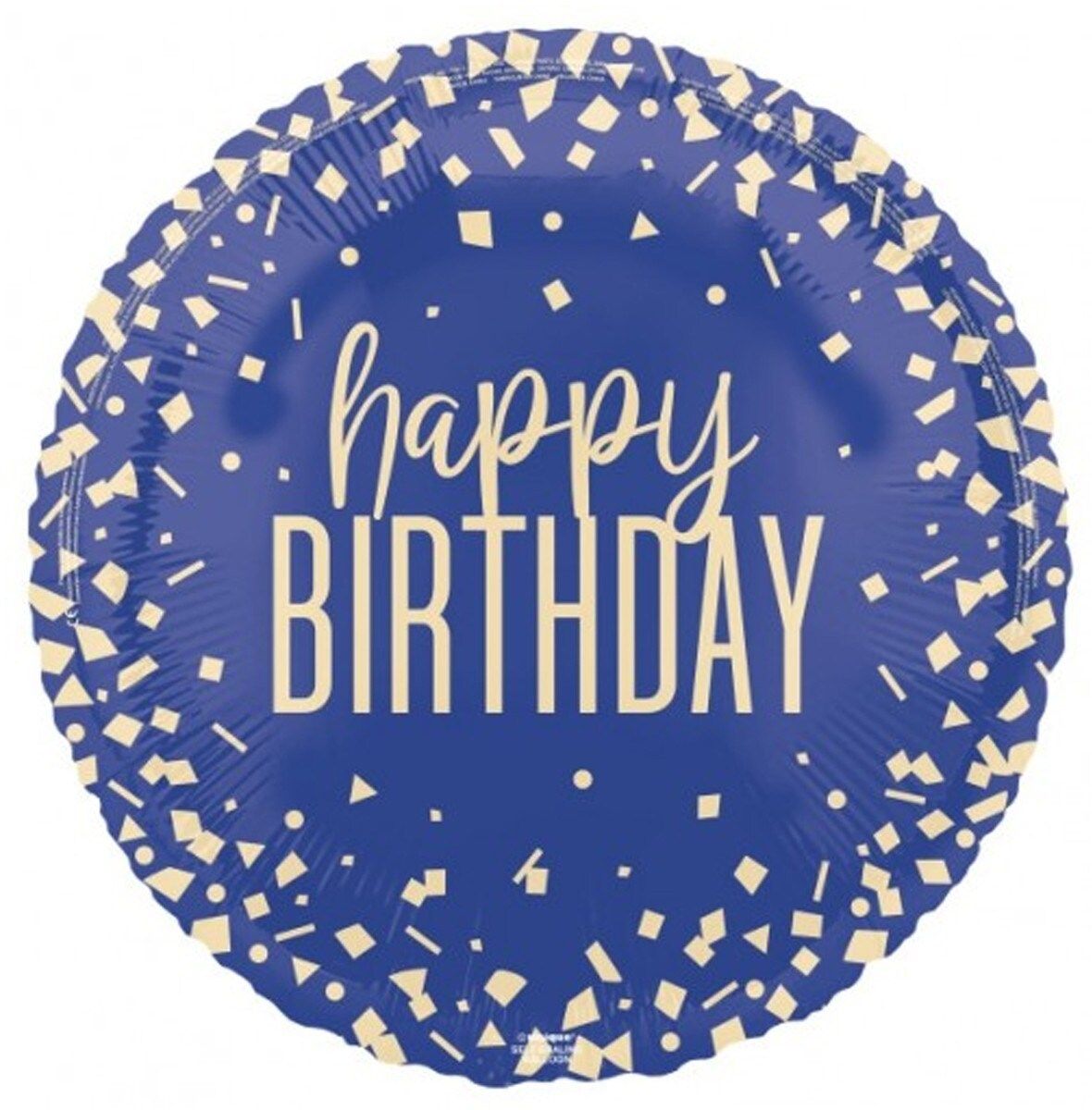 Unique Foil 45cm (18") Navy Blue Confetti Happy Birthday
