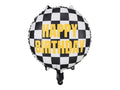 Party Deco Foil Round 45cm (18") Checkered Flag Happy Birthday