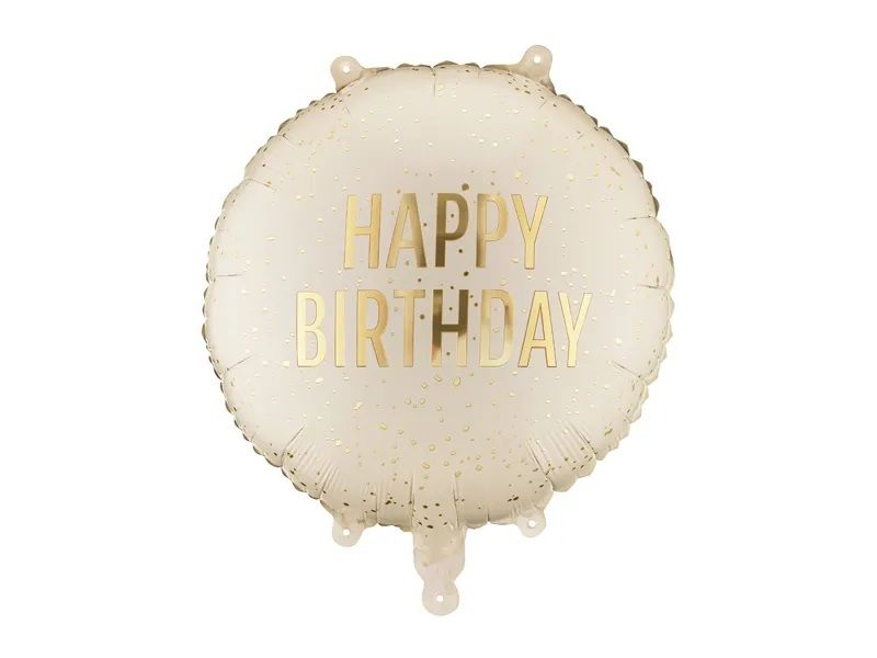 Party Deco Foil 35cm (14") Happy Birthday Cream