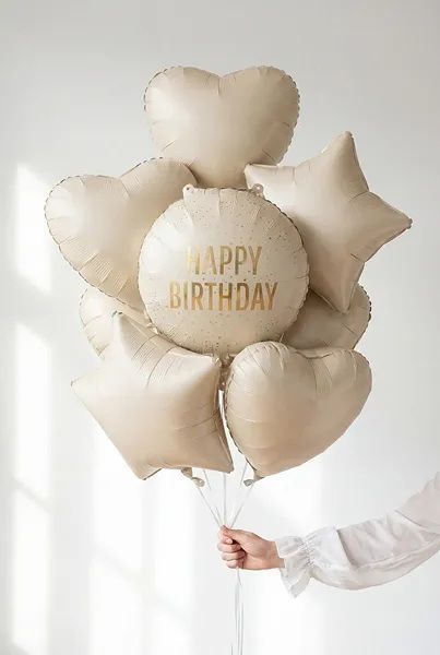 Party Deco Foil 35cm (14") Happy Birthday Cream