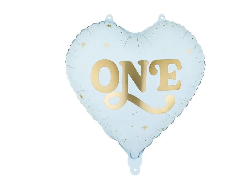 Party Deco Foil Heart 46cm (18") "One" Light Blue