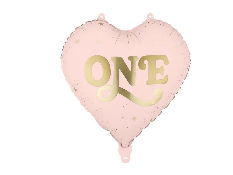 Party Deco Foil Heart 46cm (18") "One" Light Pink