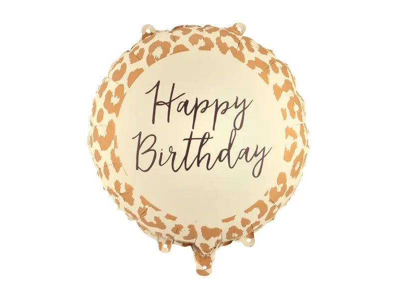 Party Deco Foil 35cm (14") Happy Birthday Leopard Print