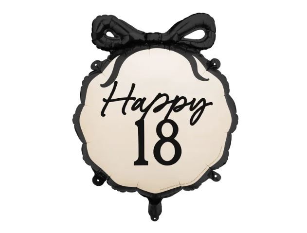 Party Deco Foil Round 45cm (18") Happy 18th Bow