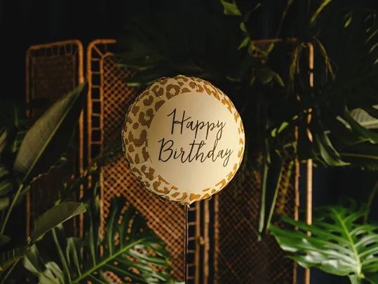 Party Deco Foil 35cm (14") Happy Birthday Leopard Print