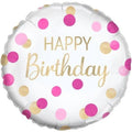 Oaktree Foil 46cm (18") Happy Birthday Pink Gold Confetti
