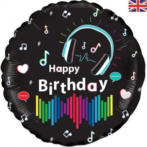 Oaktree Foil 46cm (18") Holographic Music Media Happy Birthday